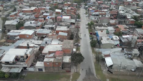 aerial view of villa fiorito overcrowded slums, buenos aires, argentina