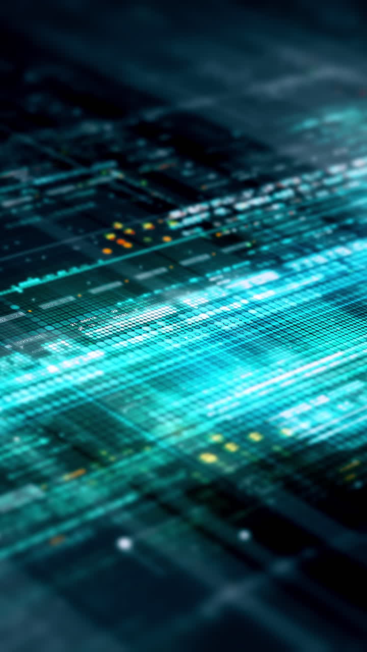 Futuristic metaverse hi-tech digital data telemetry with encrypted numbers display dynamic background for computer desktop vertical format screen display