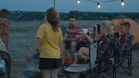happy family camping trip