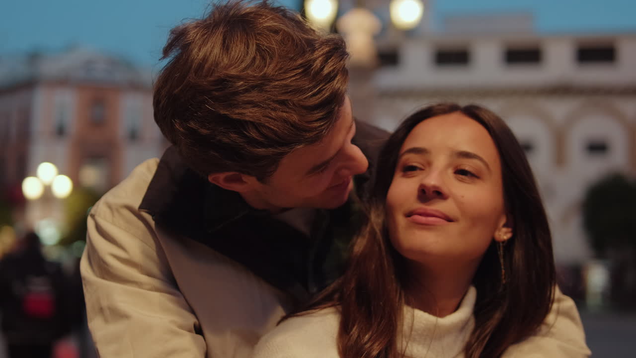 Young Couple in Love in Seville at Dusk