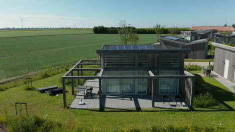 modern architecture of holiday house at water village in kamperland town in the dutch province of netherlands