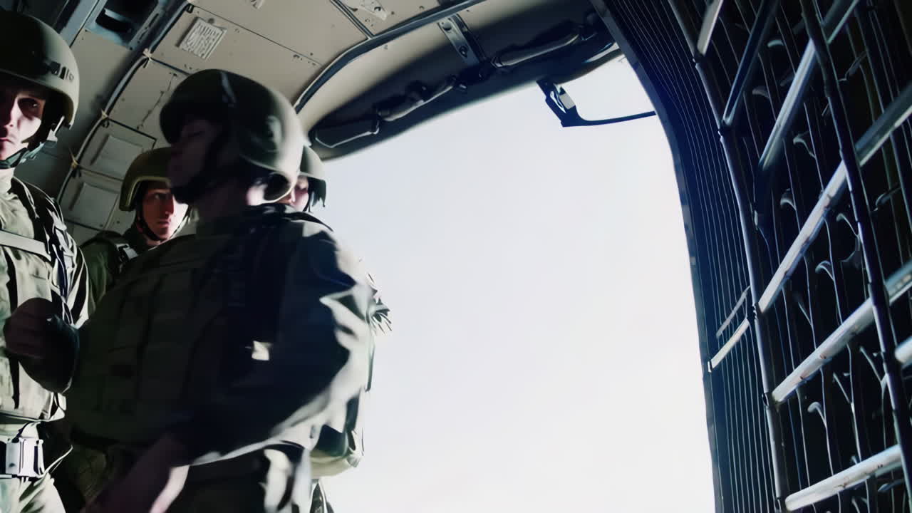 Military Personnel Boarding Aircraft