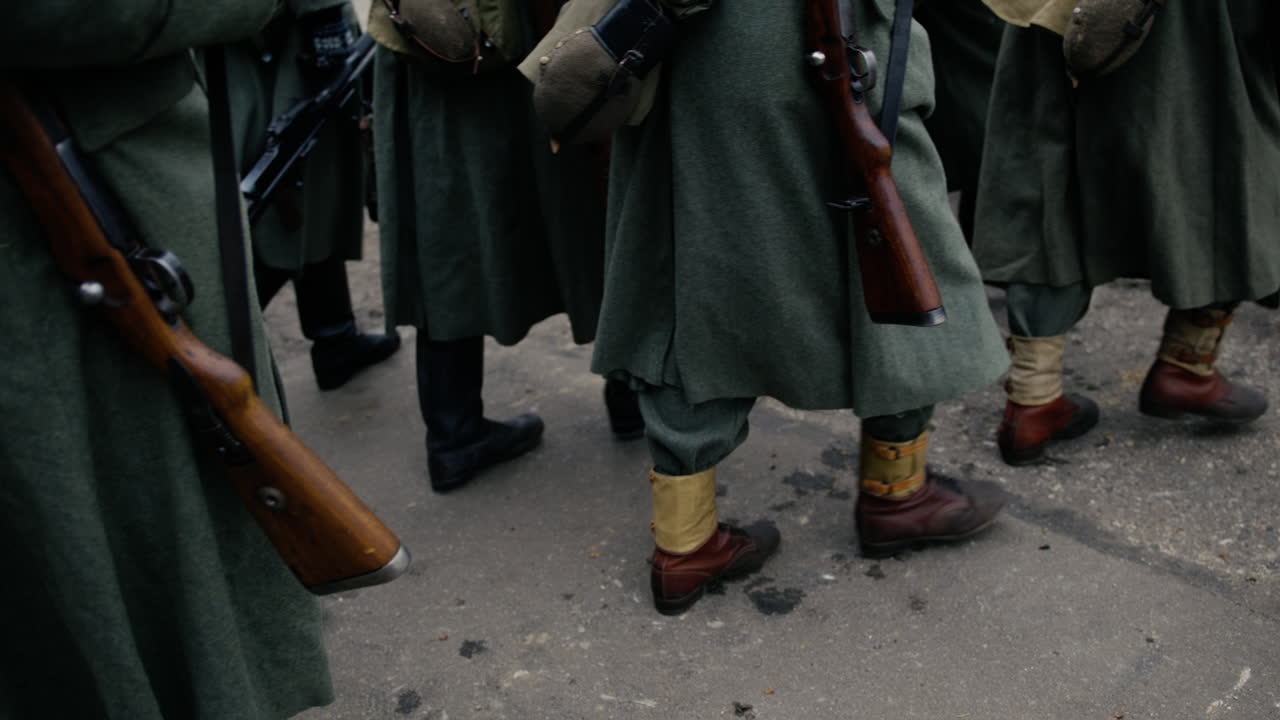 Soldiers in historical military uniform