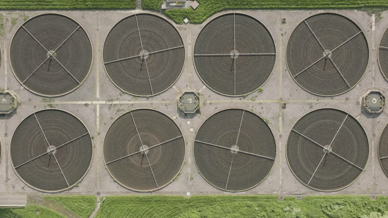 Birds-Eye-View Sewage Treatment Overhead Aerial Circles Shape UK