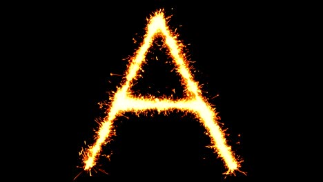 alphabet a text sparkler glitter sparks firework loop animation