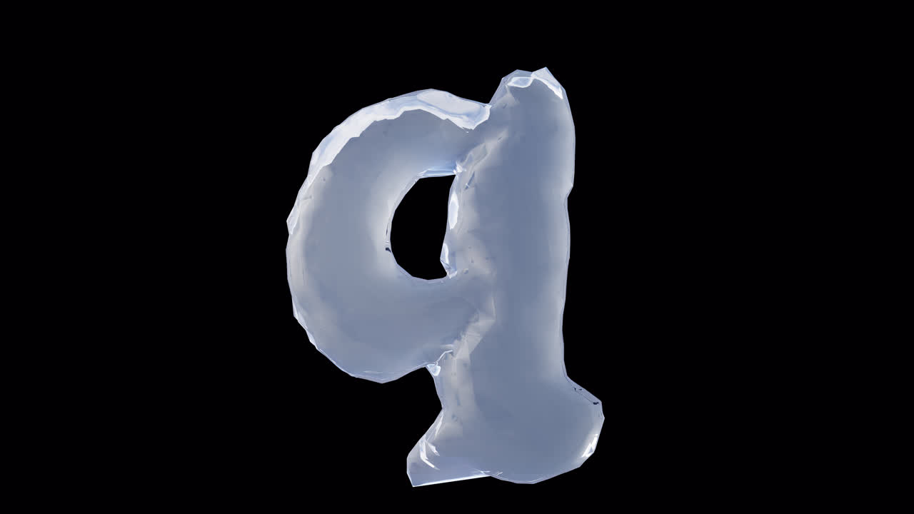 Lettera q liquida su sfondo trasparente