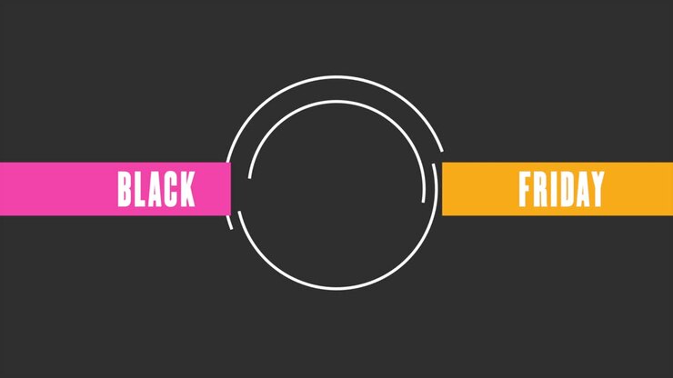 Animation intro text Black Friday on black fashion and minimalism background with geometric lines 6