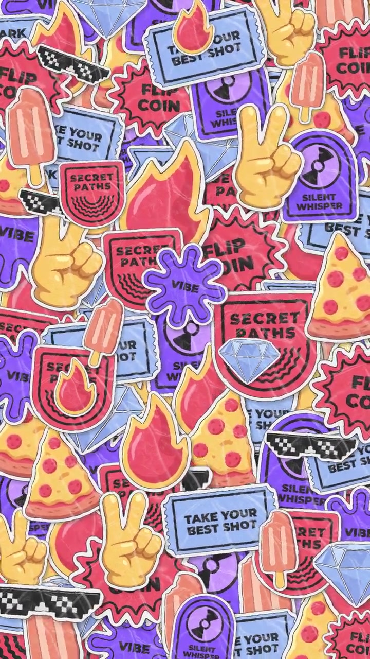 Sfondo collage di sticker animati