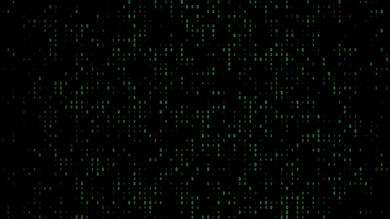 gradiente 4k, código binario colorido con mucho del número cero brillando y desvaneciéndose video de fondo en bucle en una pantalla negra para mercado de valores y intercambio, datos, big data, finanzas empresariales, comunicación, internet, conceptos de realidad virtual