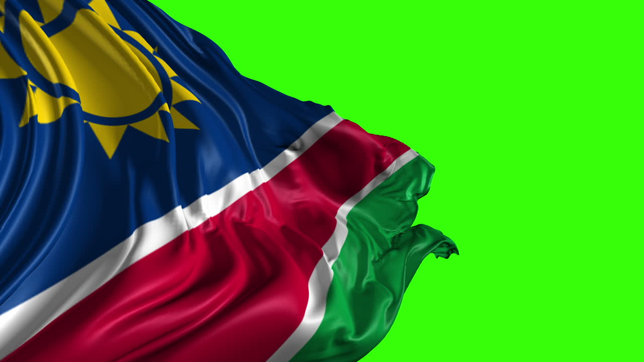 Flag of Namibia Waving on Green Screen
