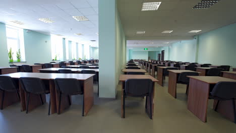 modern classroom without students. view of empty modern classroom with chairs