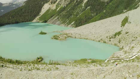 Joffre-Lakes-in-British-Columbia,-Canada,-Aerial-Shot-in-4K