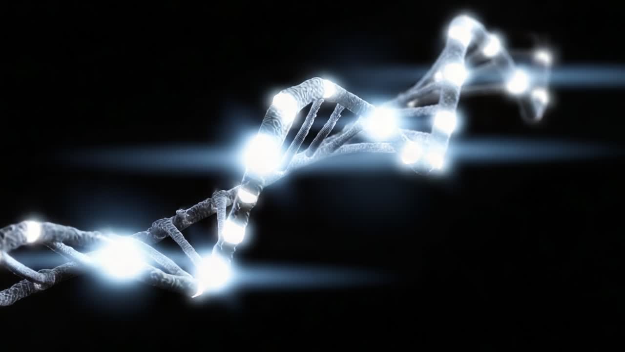 Illuminated DNA Helix: A Stunning Visualization of Genetic Structure and Molecular Biology Through a Futuristic Light Display