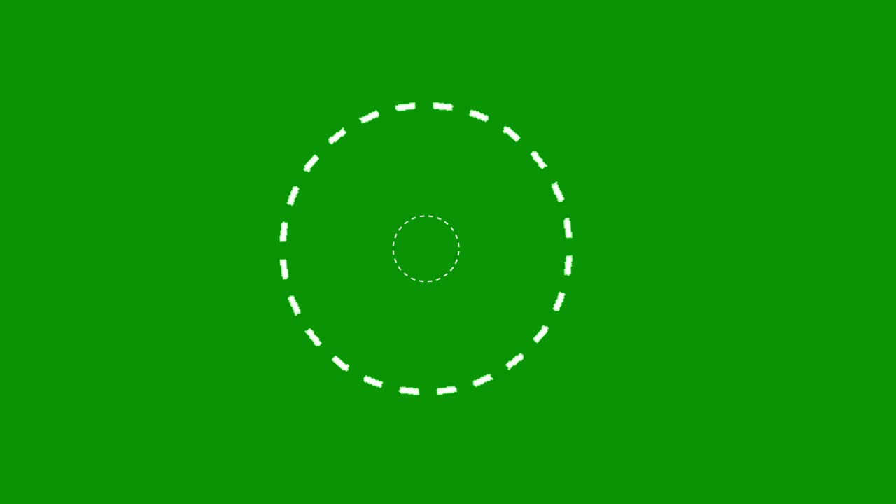 círculos de puntos blancos en círculo gráficos de movimiento con fondo de pantalla verde