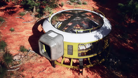 futuristic dome spaceship in a desert landscape