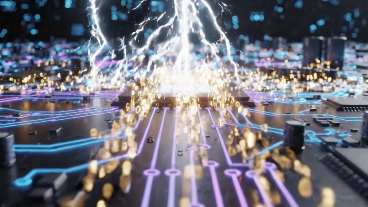 A Detailed View of an Intricate Circuit Board Highlighting Dynamic Electrical Pathways and Vibrant Neon Elements Creating a Modern Tech Aesthetic