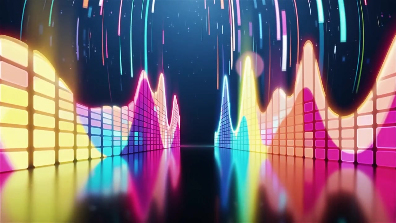 Futuristic Rainbow Neon Music Equalizer Visualizer Background