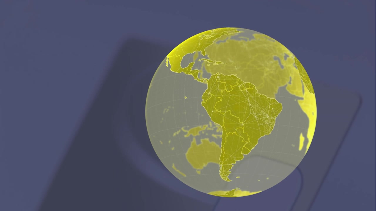 Animação de globo sobre cartão de crédito em fundo branco