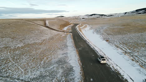 travelling across livingston montana in a suv usa aerial
