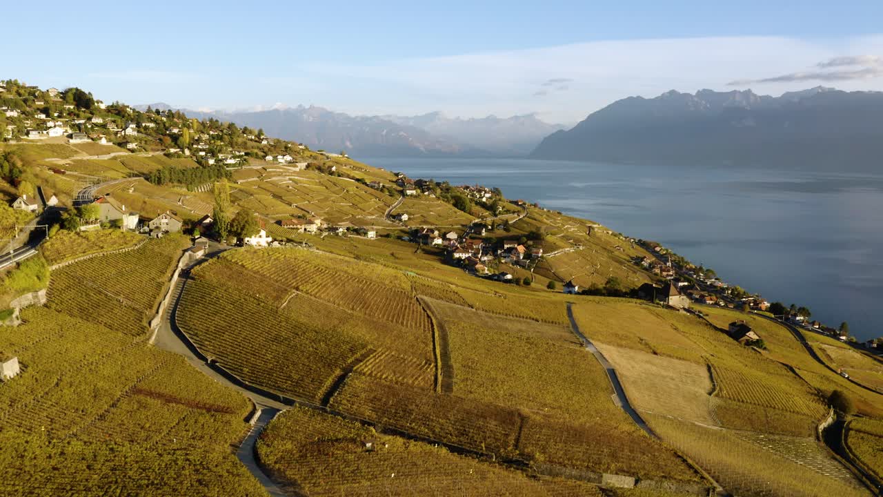 toma aérea cerca de aran, lavaux - suiza
