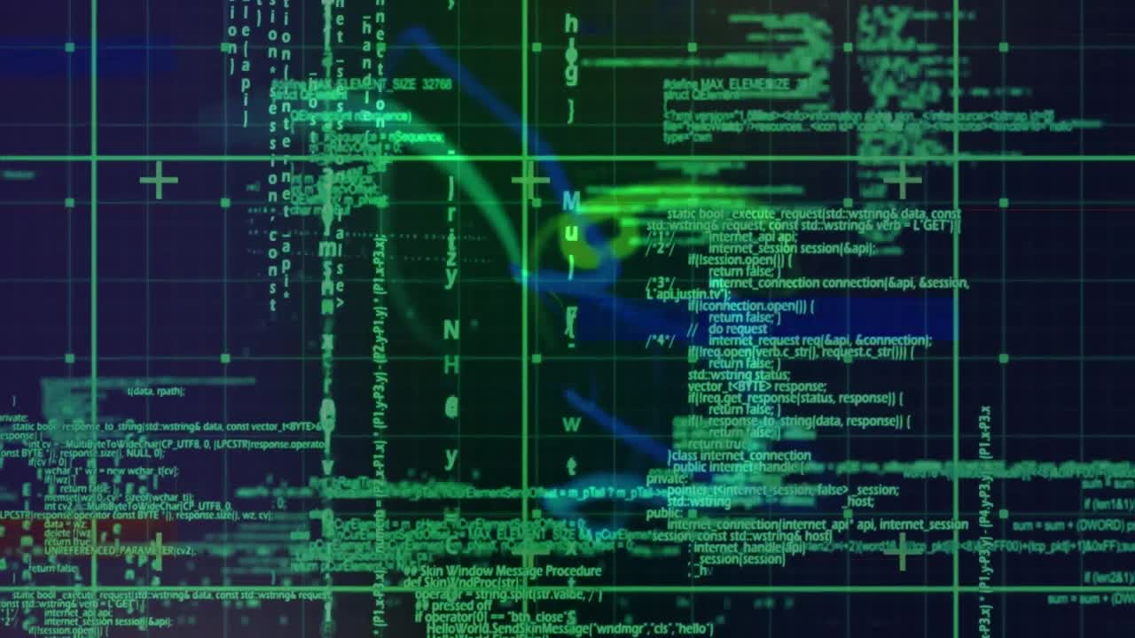 animación del procesamiento de datos sobre un fondo negro