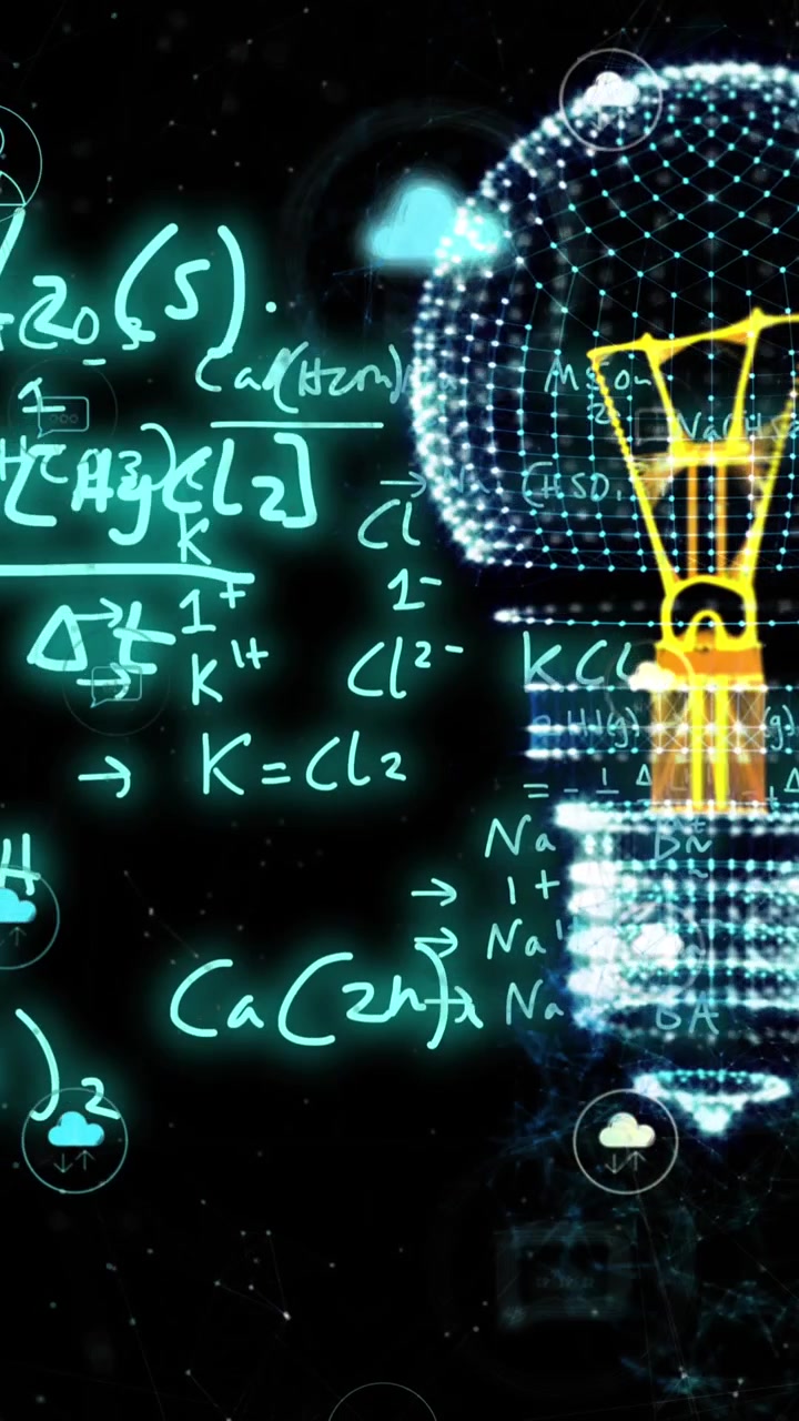 Animation of light bulb and scientific data processing