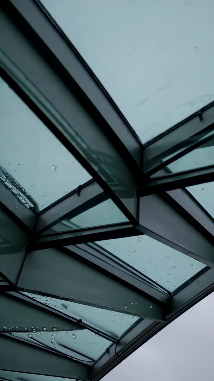 Modern Architectural Roof Detail with Rain