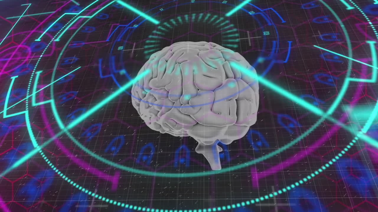 animación del escaneo de alcance sobre el cerebro digital