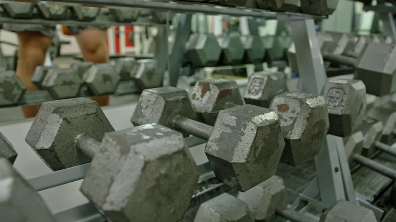 Functional Training With Dumbbells. Fit Man Fitness Training