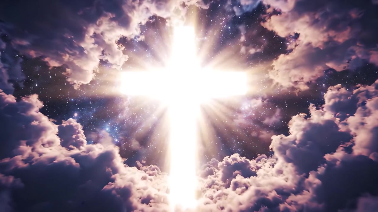 Sfondo per Adorazione 4K: Croce Cristiana e Luce Celeste