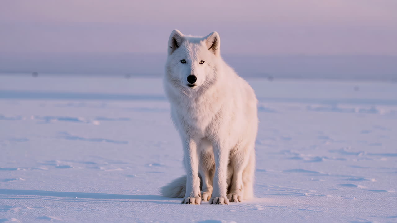 Majestic White Wolf in a Snowy Winter Landscape