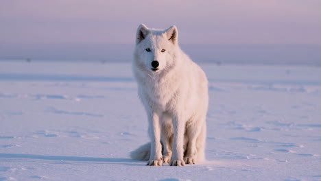 majestic white wolf in a snowy winter landscape