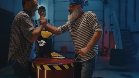 arm wrestling competition with a funny forfeit and bet