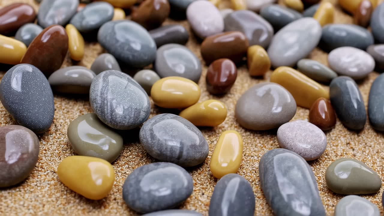 Colorful Pebbles and Stones on Sand