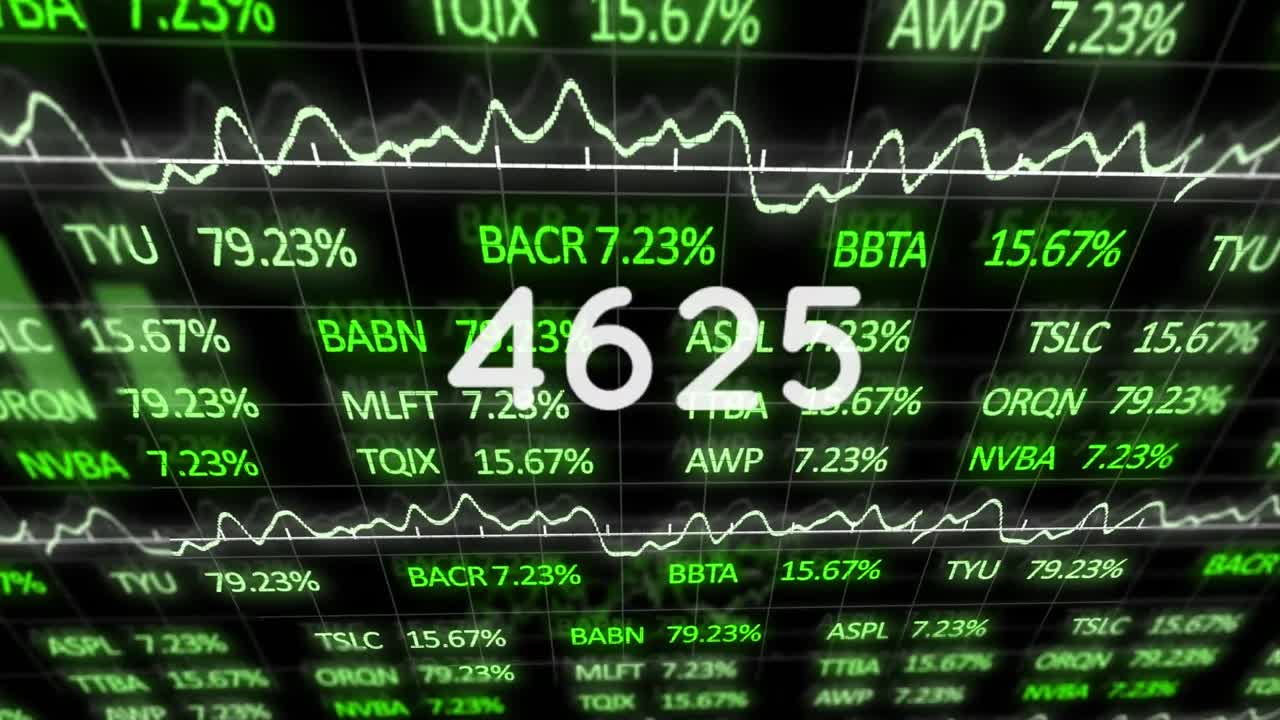 Animation von sich ändernden Zahlen und der Verarbeitung von Finanzdaten