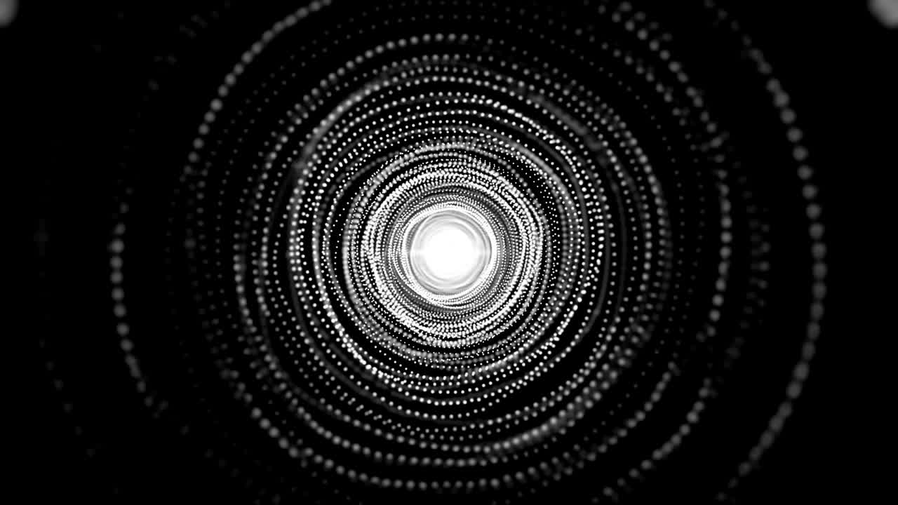fondo abstracto con el túnel de partículas. bucle sin costuras