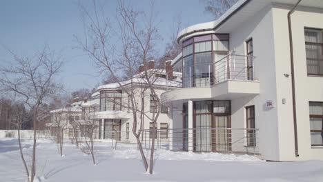 winter scene of modern houses