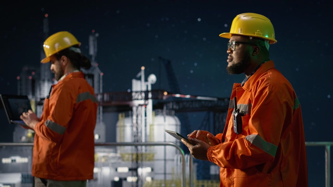 Gennemgang af ressourcer, global oliekrise og mænd på offshore platform