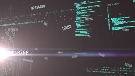 Animations of data processing over dark background