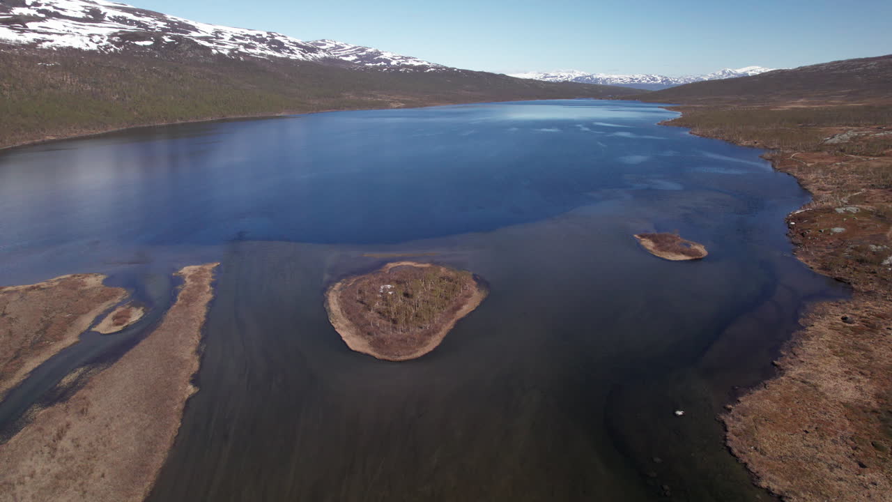 Aerial View of Stunning Serene Swedish Lake Landscape, Summer on the Kungsleden in the Abisko National Park