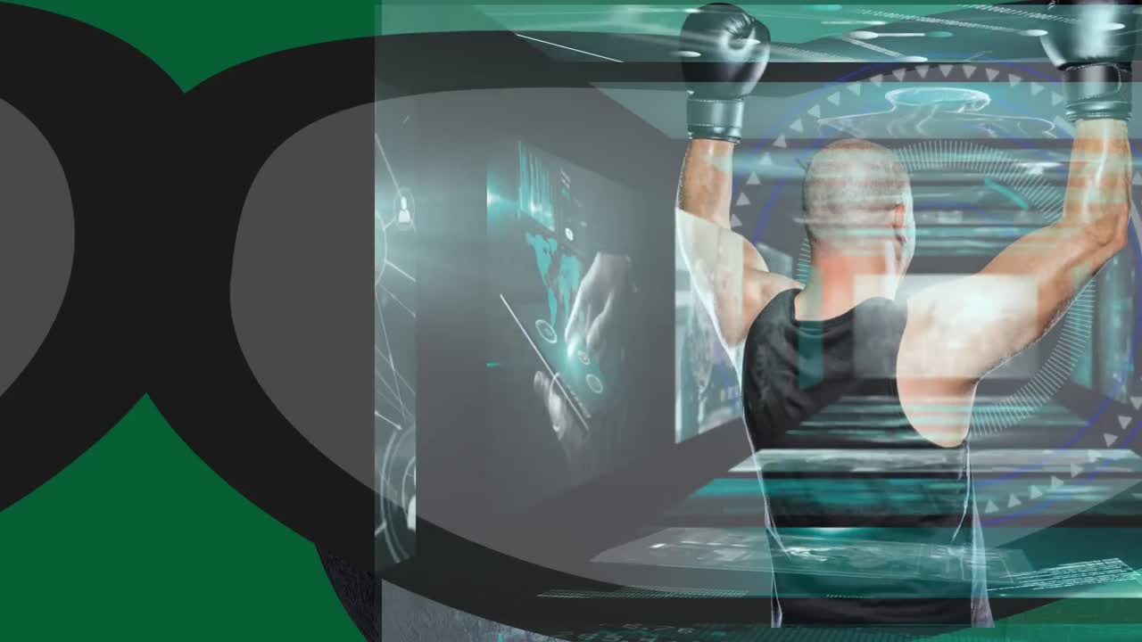 구름과 도시 풍경 위에서 사업가의 악수 애니메이션