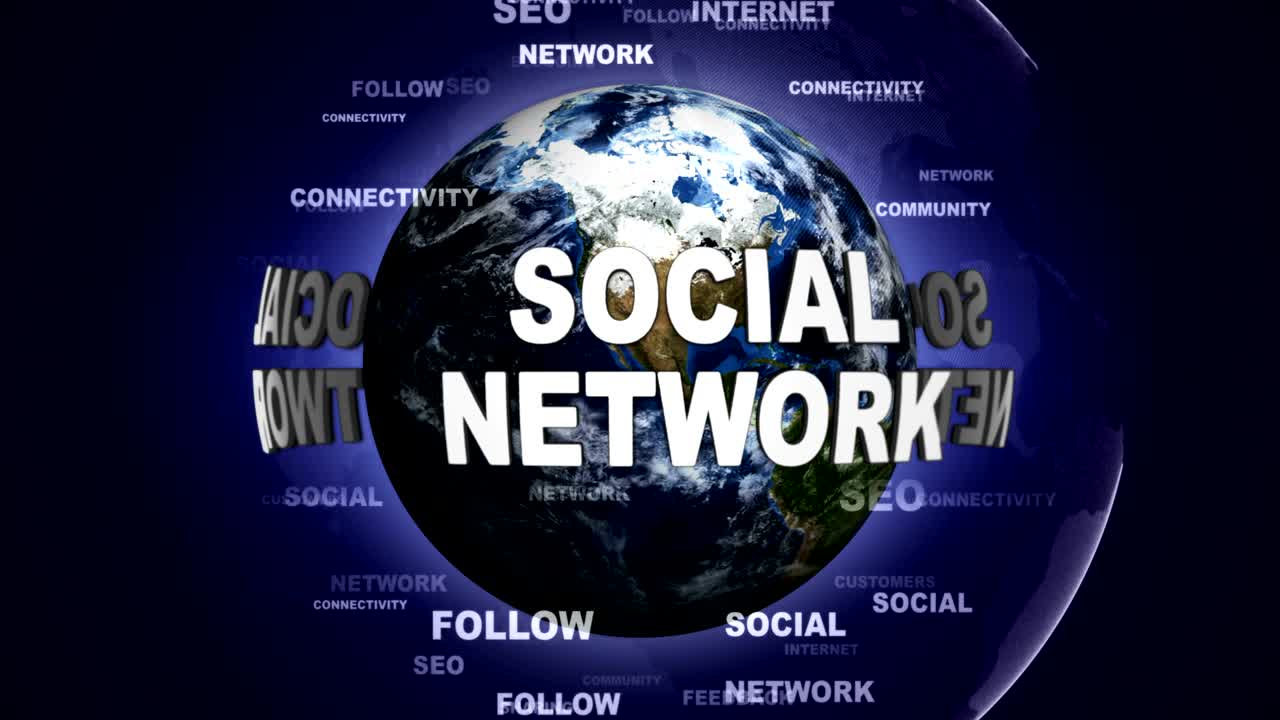Social Network Text Animation around the Earth