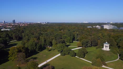 Smooth-aerial-top-view-flight-schwabinger-Bach
English-Garden-Munich-Germany-Bavarian,-summer-sunny-blue-sky-day-23