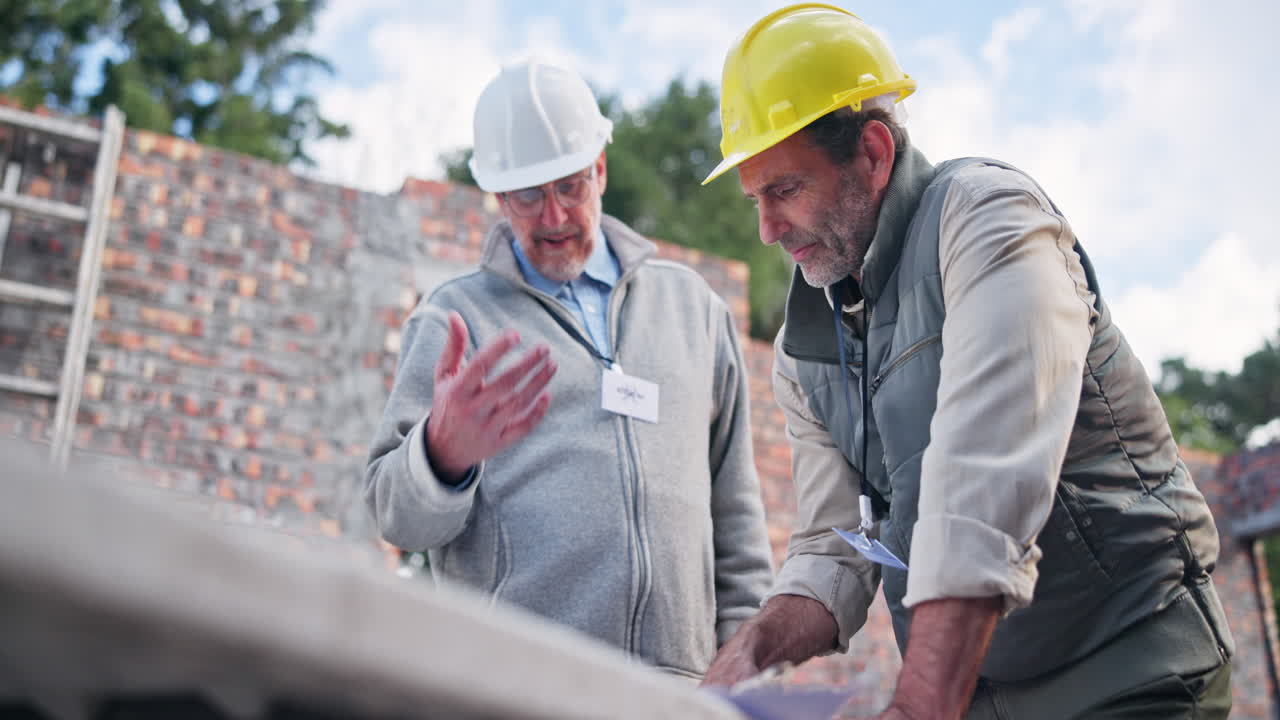 Construction Workers Reviewing Blueprint