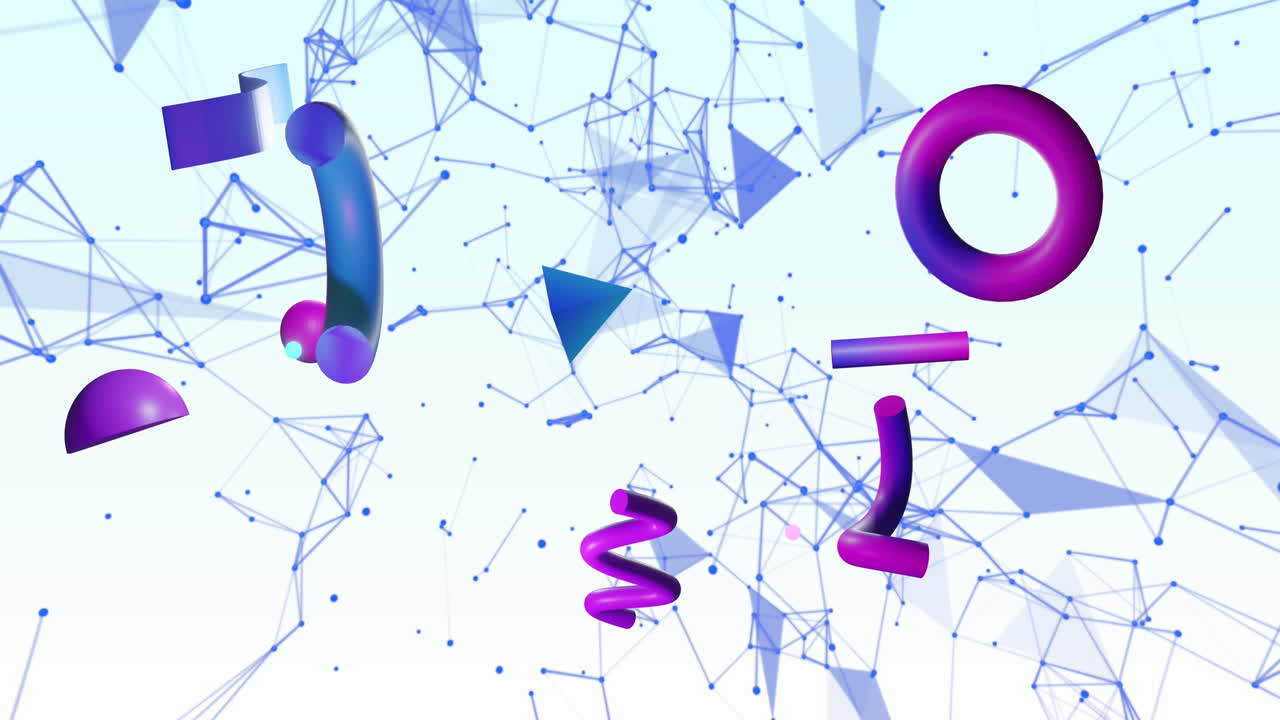 анимация абстрактных 3d-форм и сетей на белом фоне