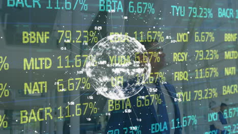animación del procesamiento de datos financieros en todo el mundo