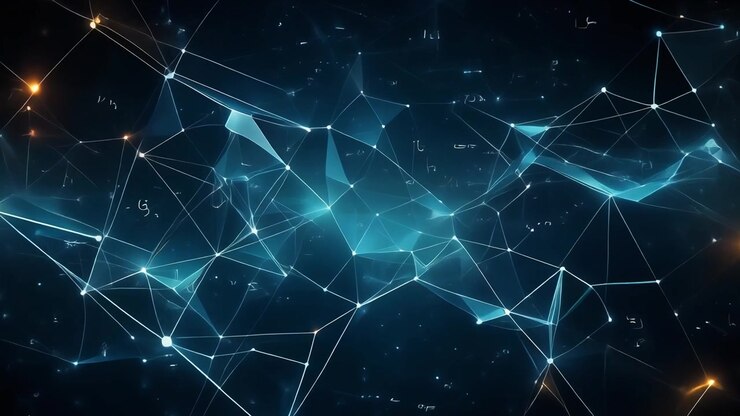 Connessione di rete digitale astratta con nodi e linee luminosi