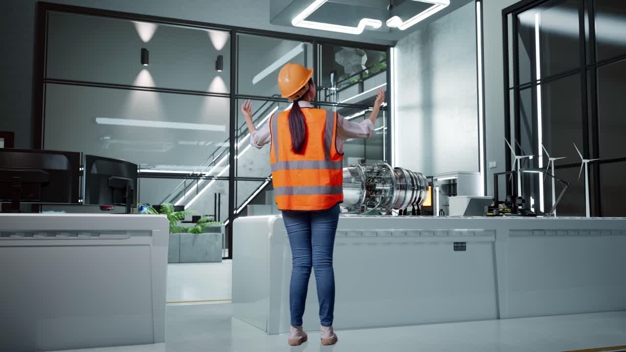 Ingeniør inspicerer industrimaskineri på et moderne anlæg