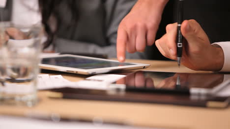 Close-up-of-tablets-on-table