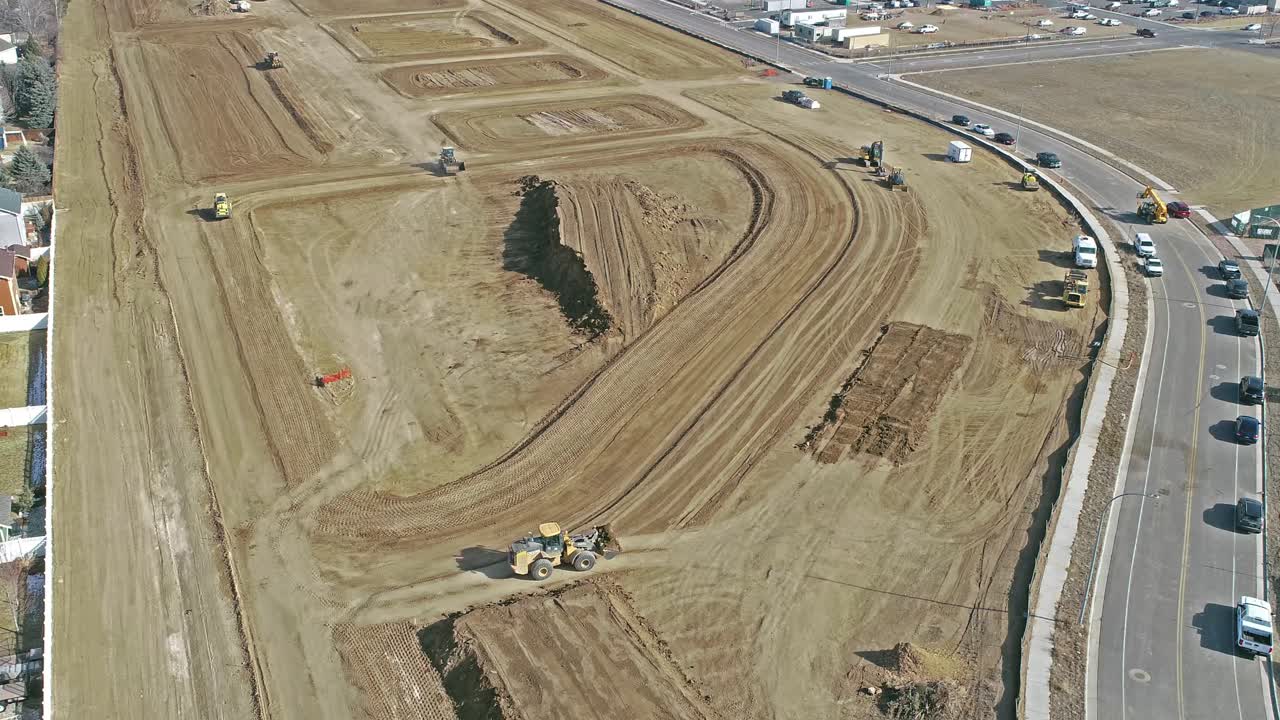 hiperlapso de drones en 4k de movimientos de tierra de construcción, este clip es loopable